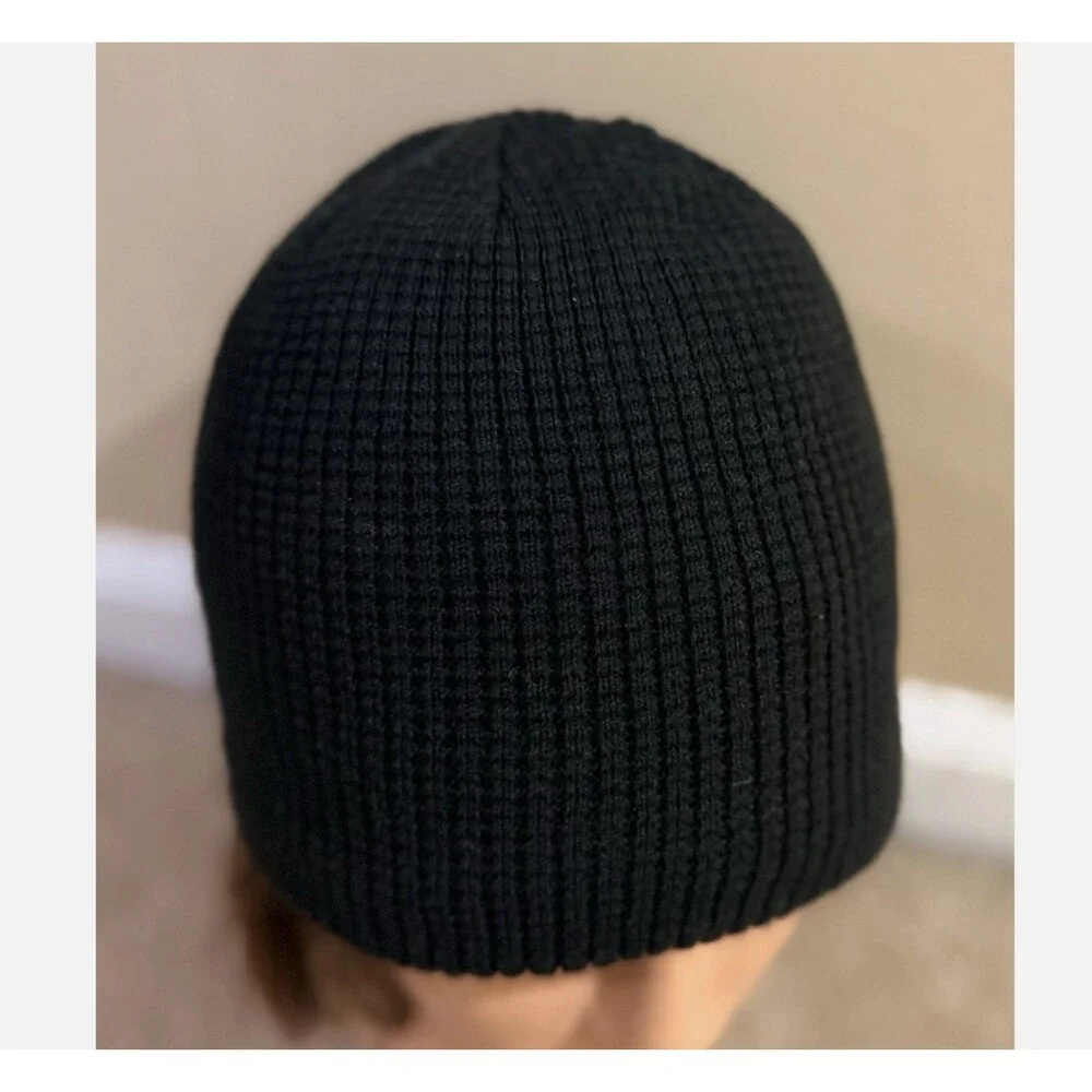 Route 66 Sherpa Fleece Lined Beanie Hat Black Waffle Knit Outdoor Skull Cap